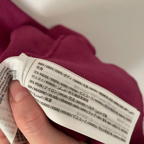 Abercrombie Strapless Twist-Front Mini Sweater Dress Raspberry Size Medium - Picture 9 of 9